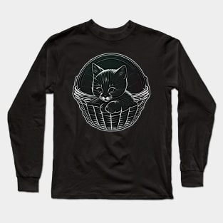 Cute Kitten In A Basket Long Sleeve T-Shirt